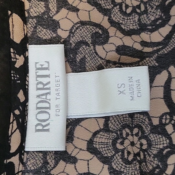 Rodarte For Target Tan/Black Lace Print Lightweight Pullover Mini Dress Size XS - Picture 7 of 12